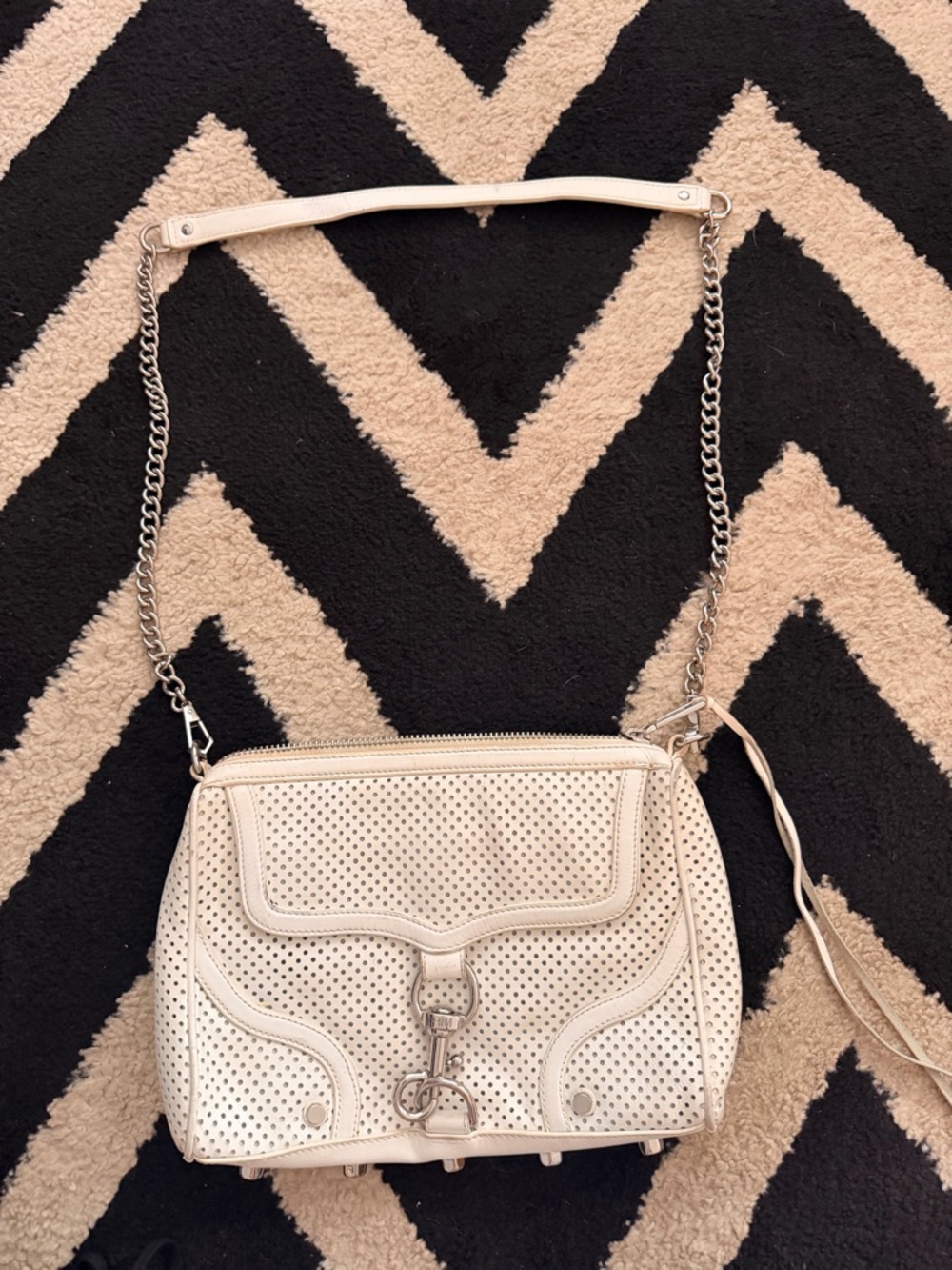 Rebecca Minkoff Cream Perforated Leather Crossbody Bag